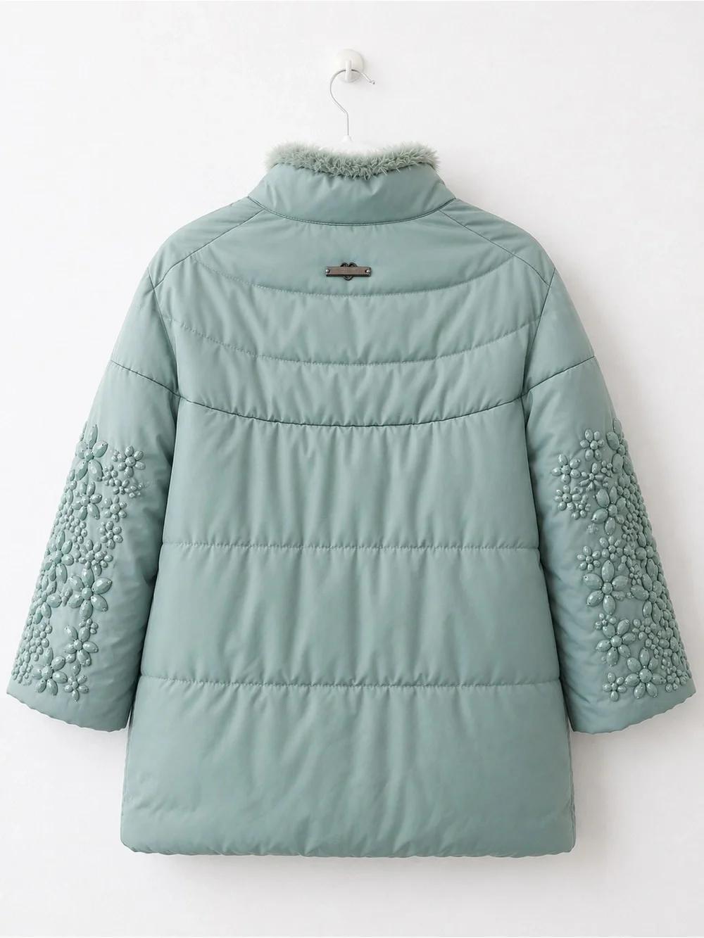 Twinset Simona Barbieri Girls XL Mint Green White Duck Down Puffer Jacket Coat